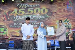 Hari Jadi ke-455 Banjarnegara Cetak Rekor Dunia MURI, 45.500 Gelas Dawet Ayu Ludes Serentak